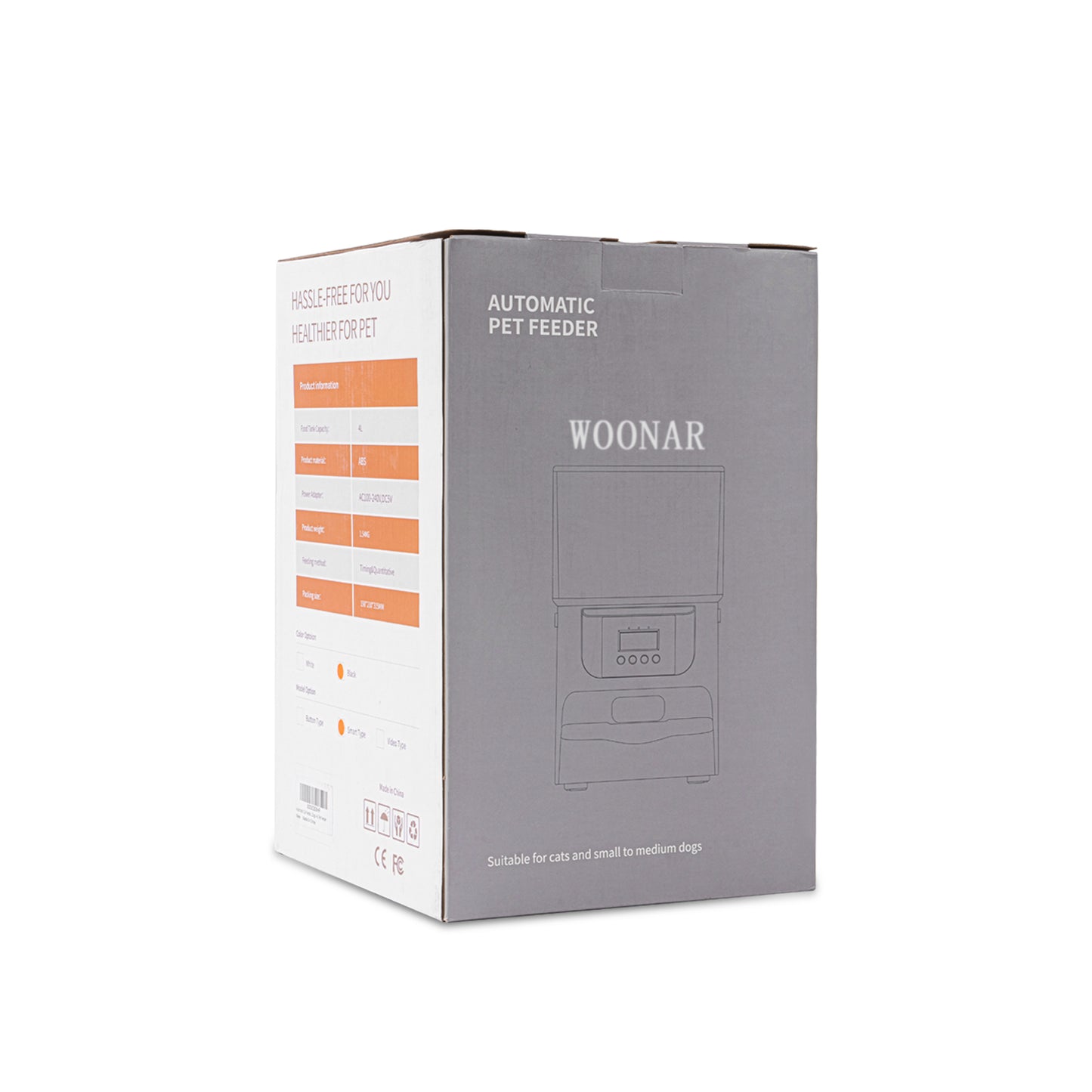 WOONAR 4L Distributor Croquettes Cat&Dogs , 2.4G WiFi Intelligent APP Regular Power Control 10S Vocal,10 Meals per Day