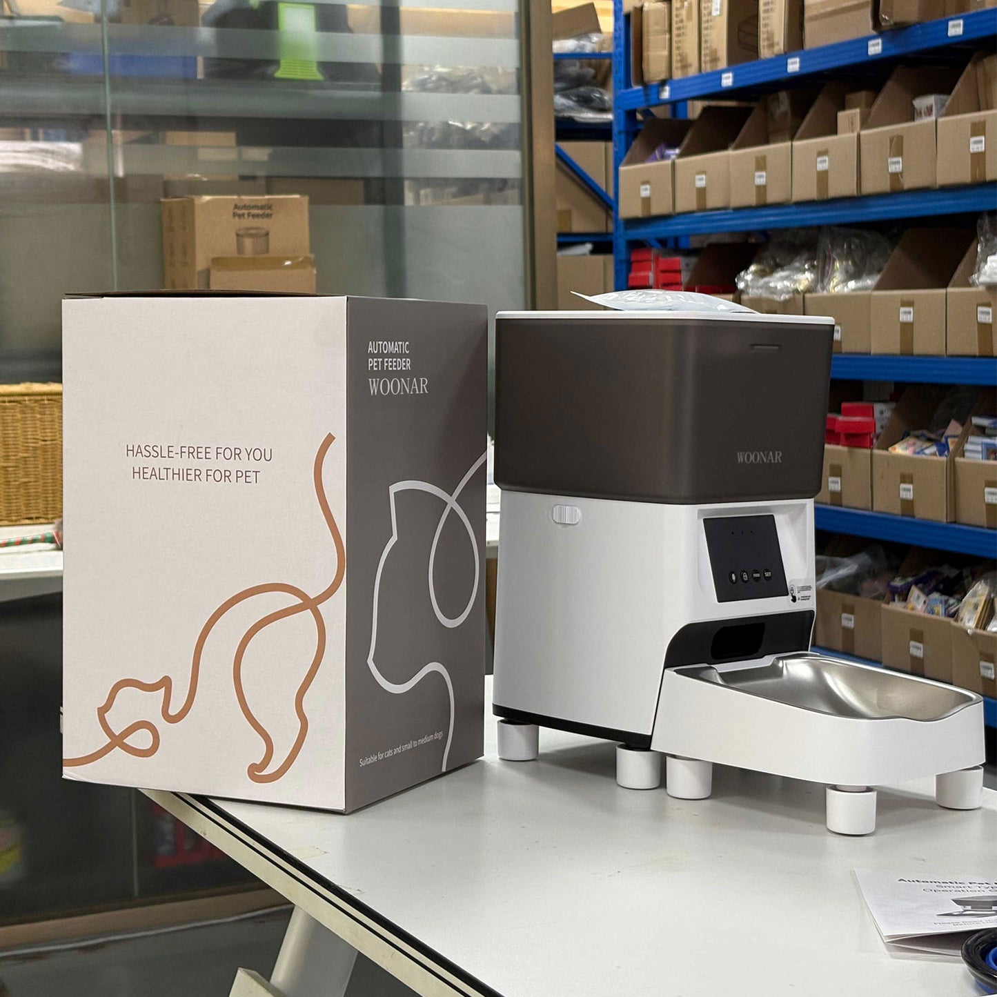 WOONAR 4L Distributor Croquettes Cat&Dogs , 2.4G WiFi Intelligent APP Regular Power Control 10S Vocal,10 Meals per Day