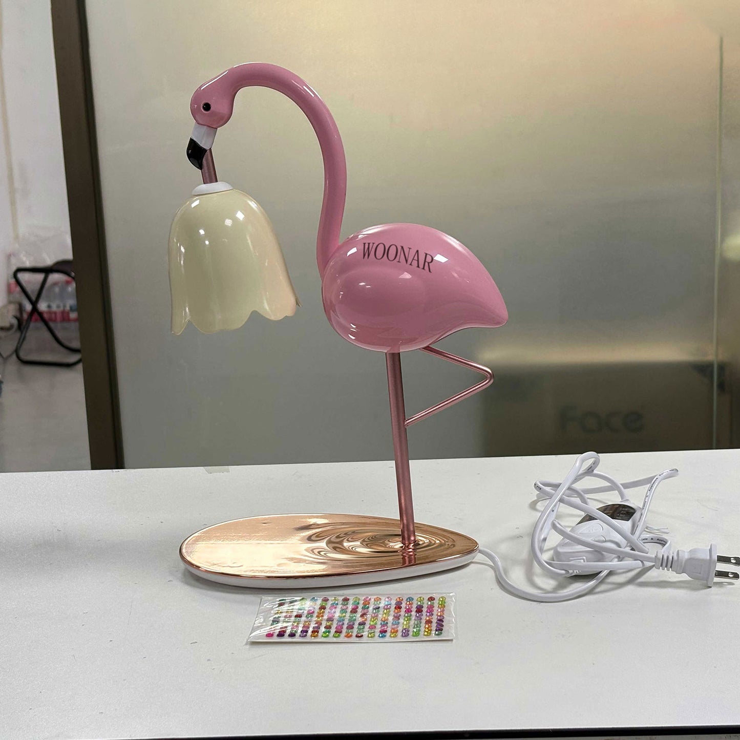 WOONAR Fragrance Candle Warmer Flamingo Lamp with Timer, Dimmable, Halogen, Polished, Pink, for Home Decor 6.69 x11 x15.35 in