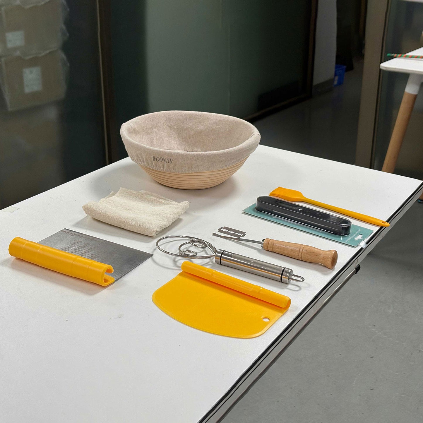 WOONAR Natural Sourdough Bread Baking Supplies - 9 Inch Round & 10 Inch Oval Handmade Natural Rattan Proofing Basket Set