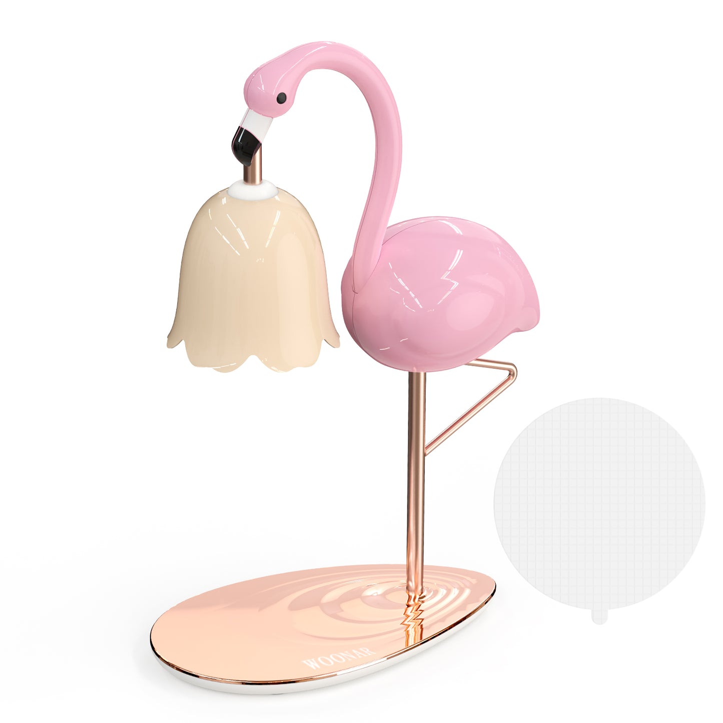 WOONAR Fragrance Candle Warmer Flamingo Lamp with Timer, Dimmable, Halogen, Polished, Pink, for Home Decor 6.69 x11 x15.35 in