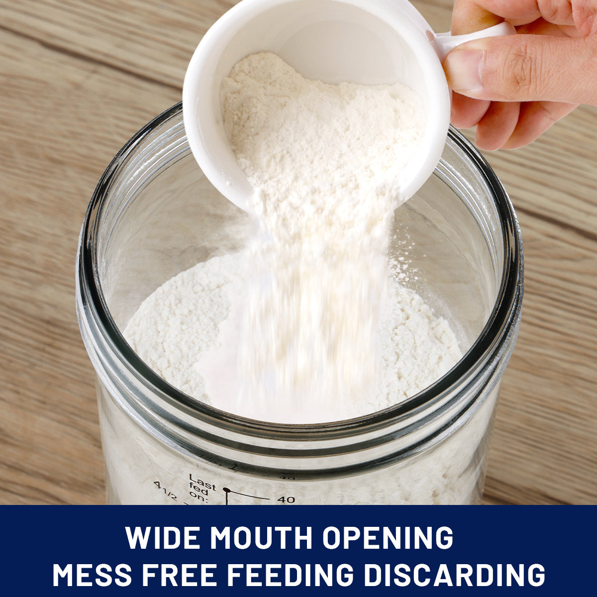 WOONAR Sourdough Starter Kit : 40 oz Sourdough Starter Jar Glass, Sourdough Bread Baking Supplies with Thermometer, Loofah Brush, Stainless Steel Lid, Silicone Scraper, Cloth Cover, Date Marked Feeding Band