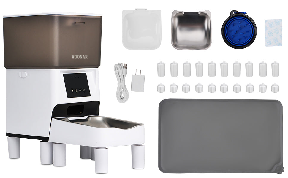 WOONAR 4L Distributor Croquettes Cat&Dogs , 2.4G WiFi Intelligent APP Regular Power Control 10S Vocal,10 Meals per Day