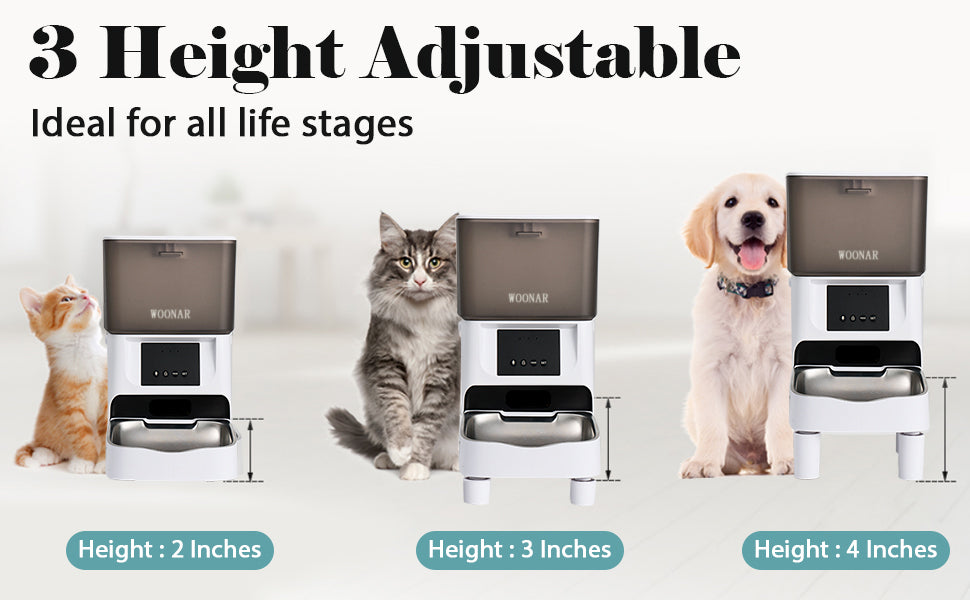 WOONAR 4L Distributor Croquettes Cat&Dogs , 2.4G WiFi Intelligent APP Regular Power Control 10S Vocal,10 Meals per Day