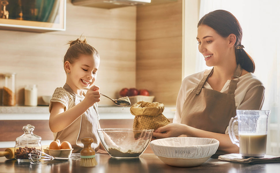 WOONAR Natural Sourdough Bread Baking Supplies - 9 Inch Round & 10 Inch Oval Handmade Natural Rattan Proofing Basket Set