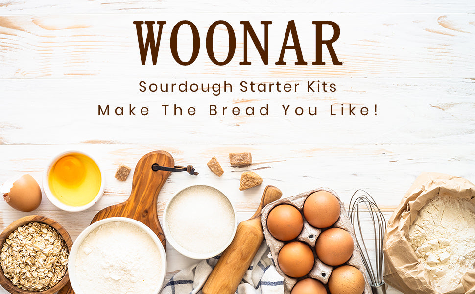 WOONAR Natural Sourdough Bread Baking Supplies - 9 Inch Round & 10 Inch Oval Handmade Natural Rattan Proofing Basket Set
